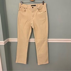 LAUREN RALPH LAUREN cream corduroy classic straight pants. size 12